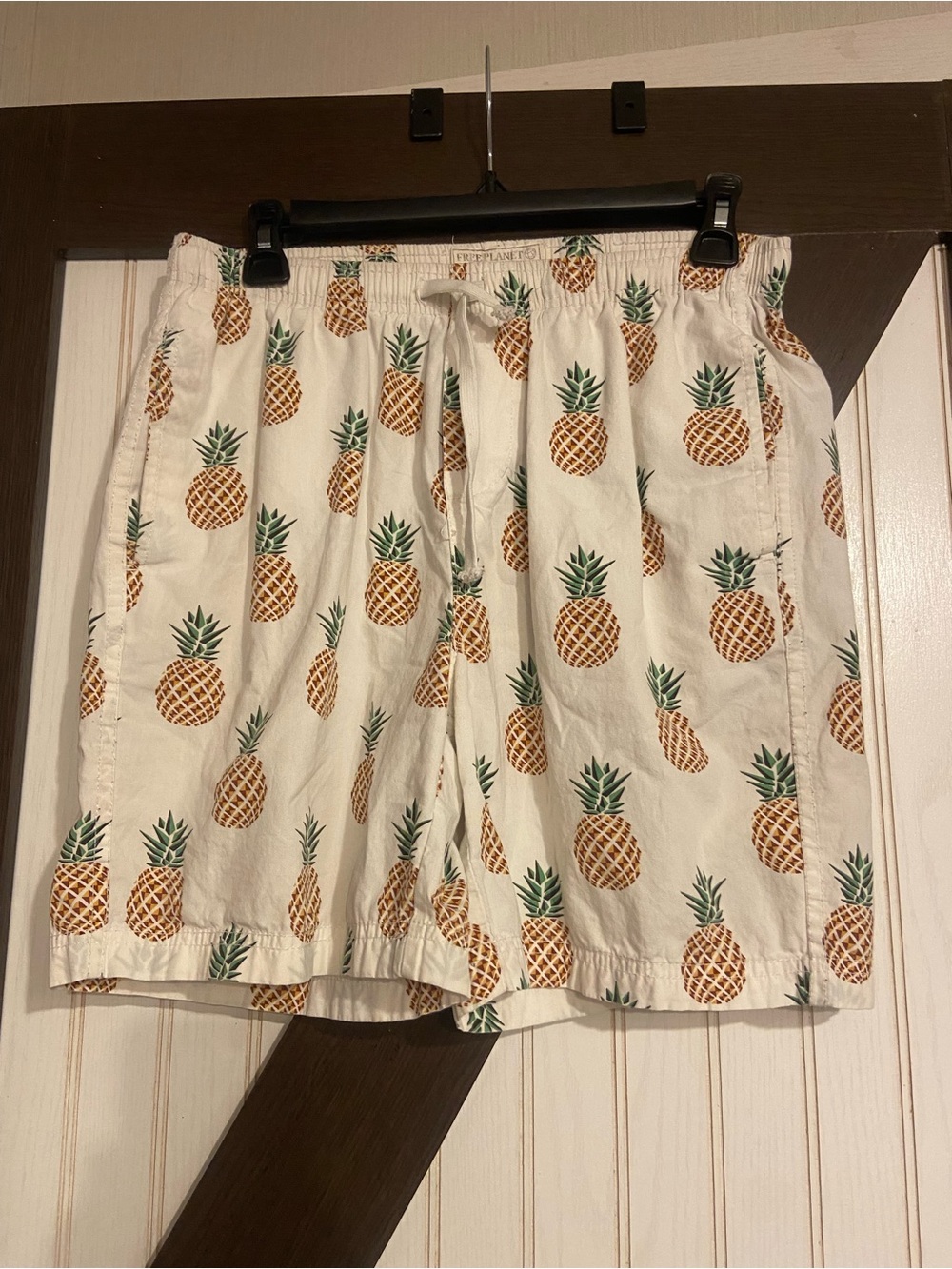 Free Planet Cream Pineapple Print Athletic Shorts